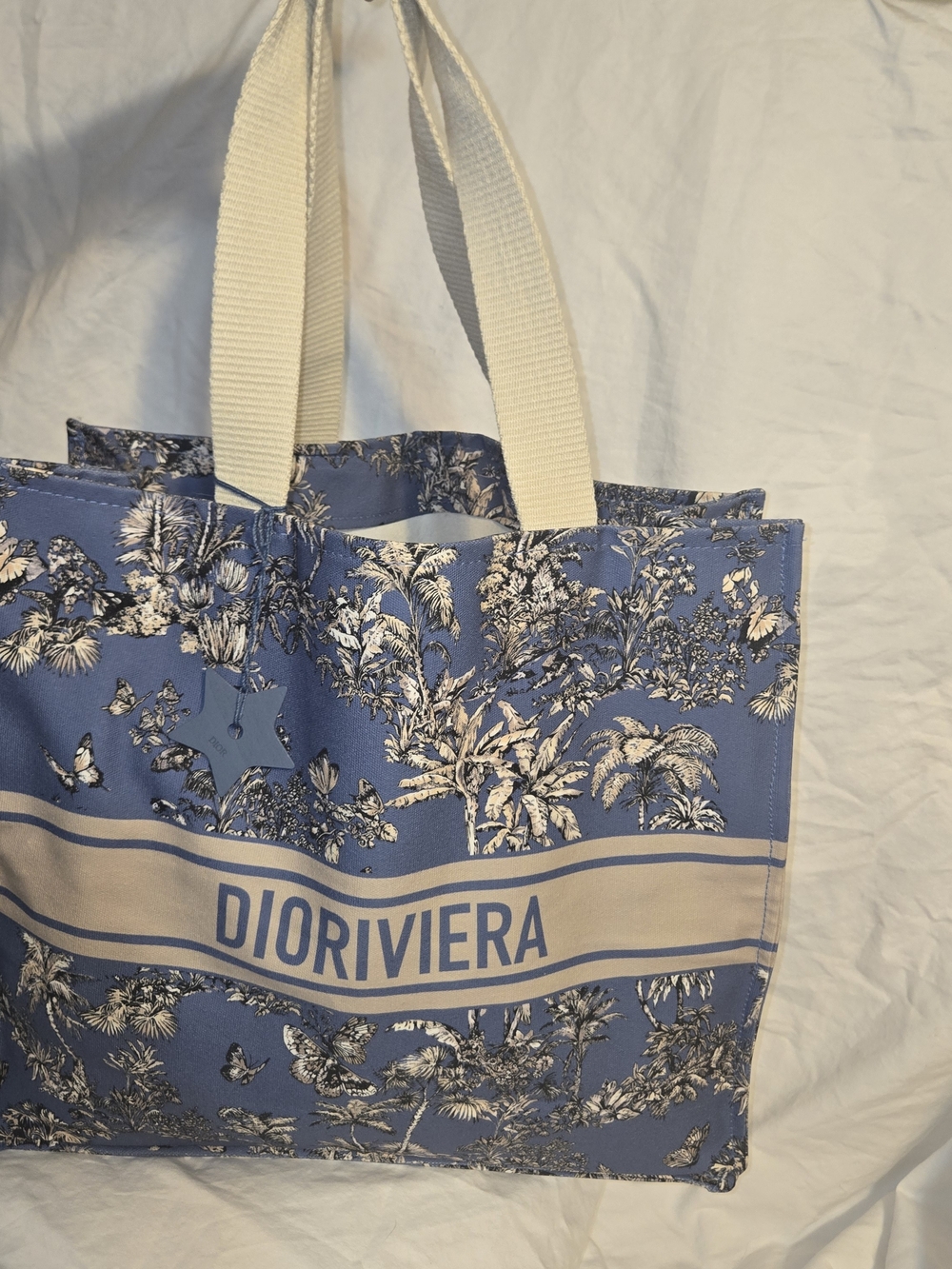 Dior RivierA Blue Floral Canvas Tote Bag - Picture 4 of 9